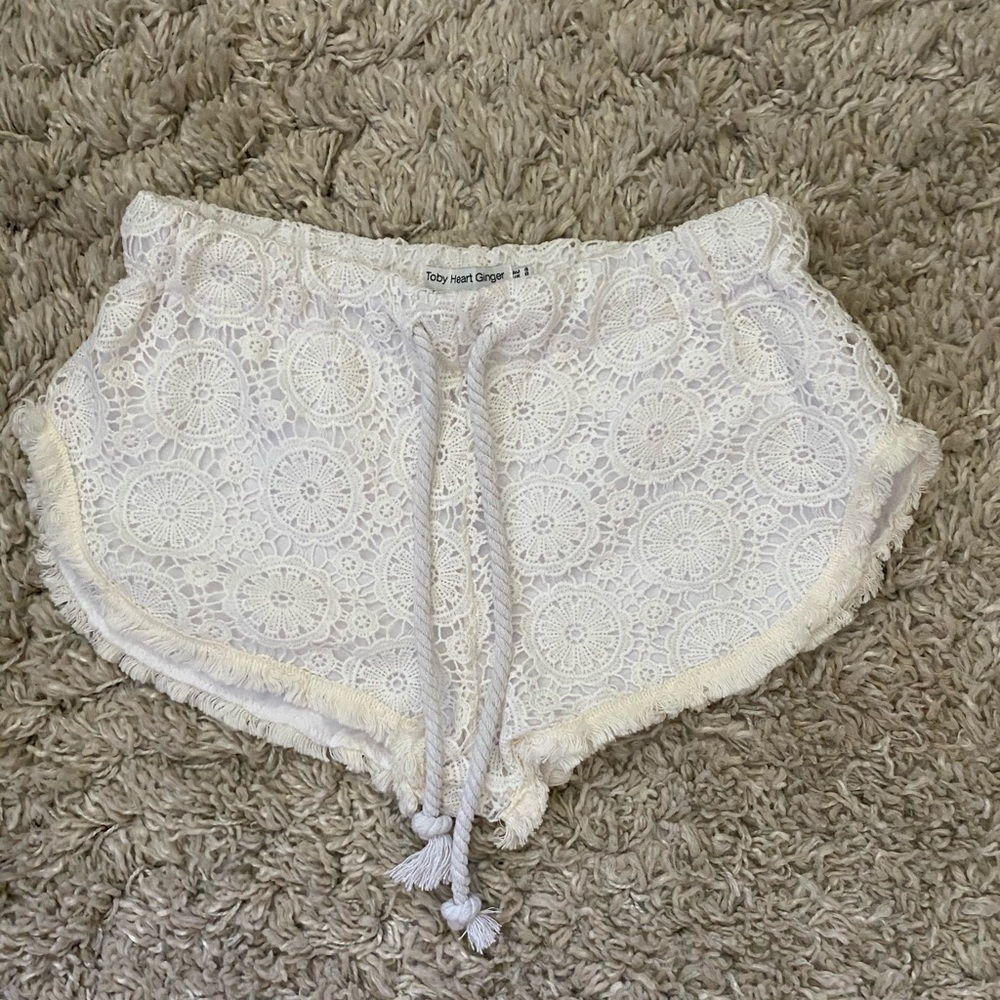 White Crochet Shorts